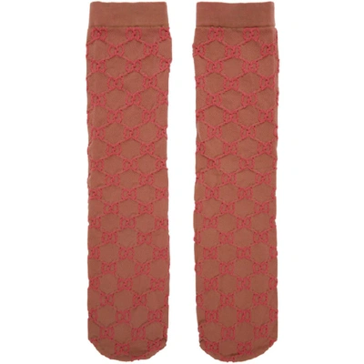 Shop Gucci Pink Gg Monogram Socks In 9772 Pink