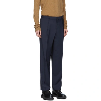 Shop Etro Navy Wool Tailored Trousers In 200 Navy