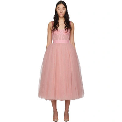 Shop Dolce & Gabbana Dolce And Gabbana Pink Tulle Bustier Dress In F0320 Pink