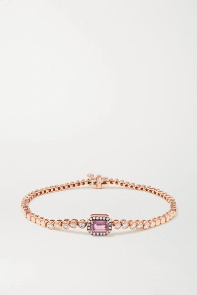 Shop Jemma Wynne 18-karat Rose Gold, Sapphire And Diamond Bracelet