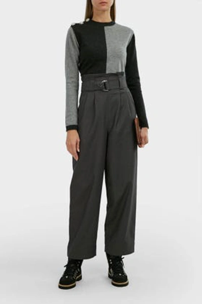 Shop Ganni Colour-block Cashmere Jumper In Black And Grey