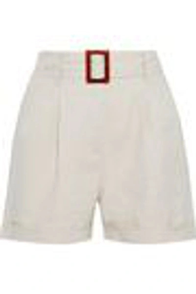 Shop Iris & Ink Dalea Belted Linen Shorts In Ecru