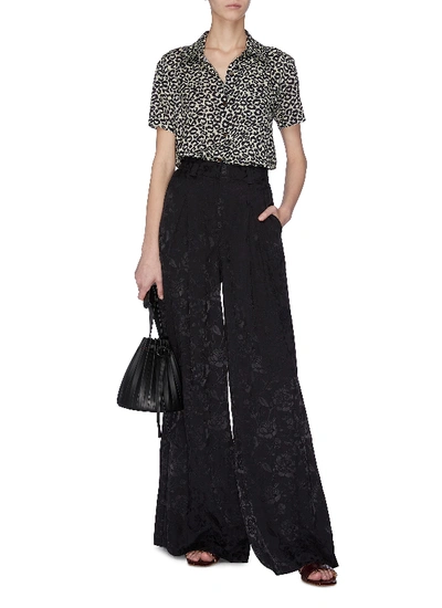 Shop Staud Floral Embroidery Serge Pants In Black