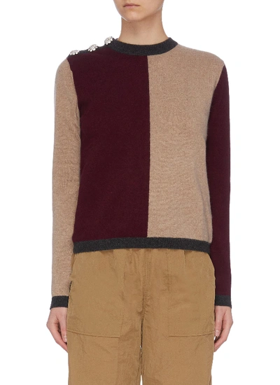 Shop Ganni Colourblock Cashmere Knit Sweater In Multi-colour