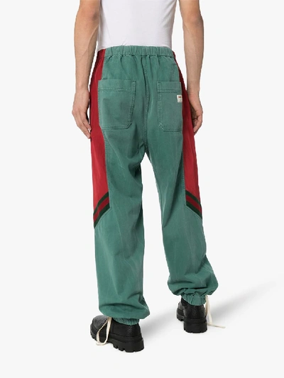 Shop Gucci Stripe Detail Denim Sweatpants In Green