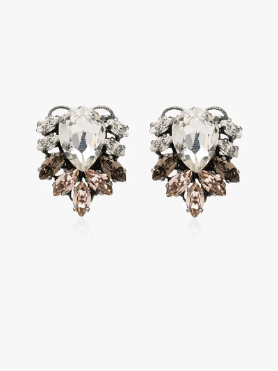 Shop Anton Heunis Silver Tone Crystal Flower Earrings
