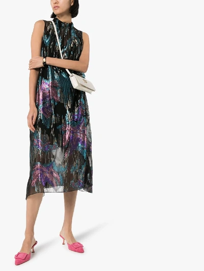 Shop Peter Pilotto Printed Sleeveless Silk Midi Dress In Blue