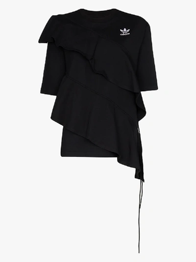 Shop Adidas X Jkoo Adidas X J Koo Ruffle Trim Stretch Cotton T-shirt In Black