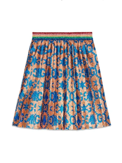 Shop Gucci Jacquard Skirt In Oro