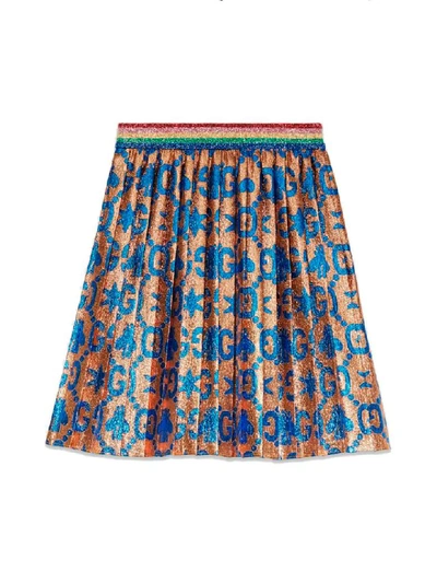 Shop Gucci Jacquard Skirt In Oro