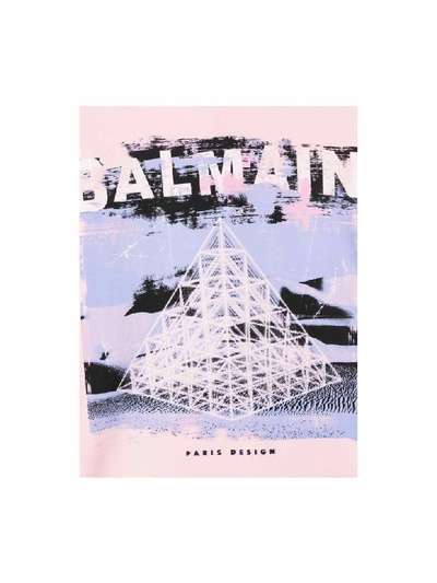 Shop Balmain Dress With Graphic Print In Rosa