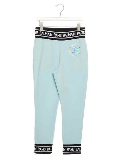 Shop Balmain Sweatpants In Light Blue