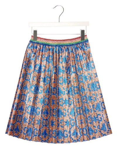 Shop Gucci Gg Bee Star Lamè Skirt In Multicolor