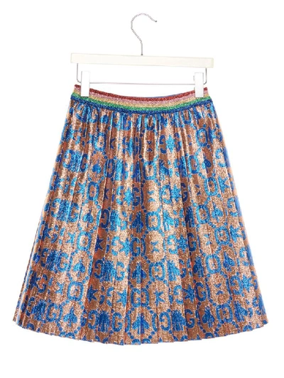 Shop Gucci Gg Bee Star Lamè Skirt In Multicolor