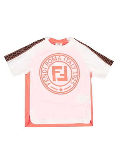Shop Fendi Logo Print Short Sleeve T-shirt In Multicolor