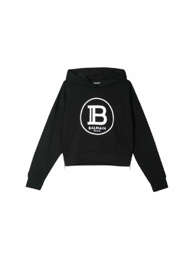 Shop Balmain Cotton Hoodie In Nera