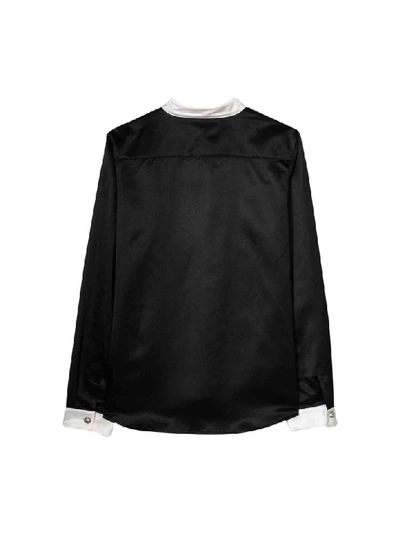 Shop Balmain Shirt With Korean Collar In Nero/bianco