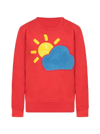 Shop Alberta Ferretti Red Sweatshirt With Colorful Cloud And Sun For Girl