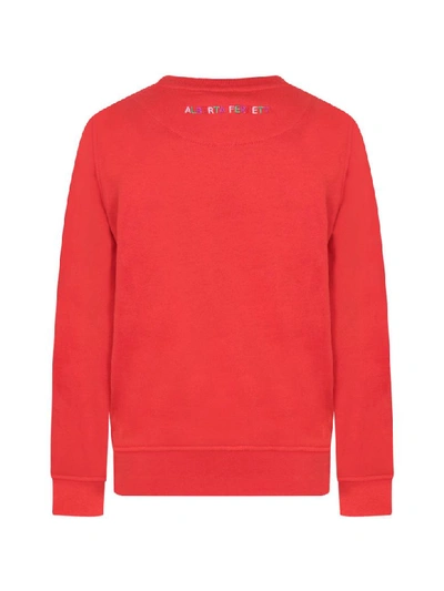 Shop Alberta Ferretti Red Sweatshirt With Colorful Cloud And Sun For Girl