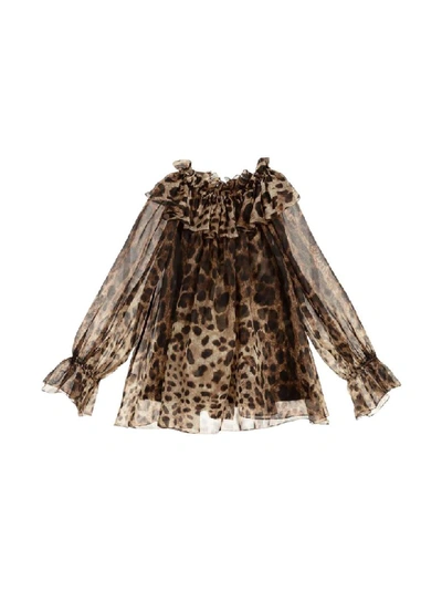 Shop Dolce & Gabbana Dolce E Gabbana Kids Leopard Blouse In Unica