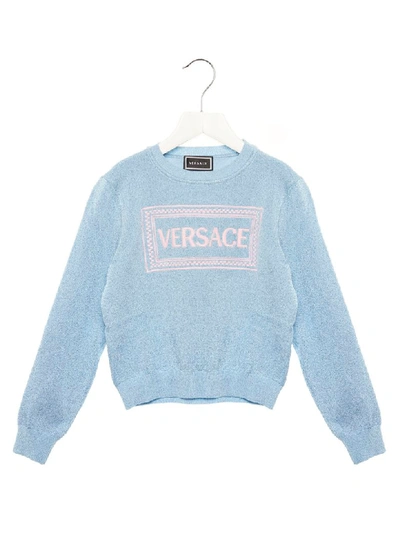 Shop Young Versace Sweater In Light Blue