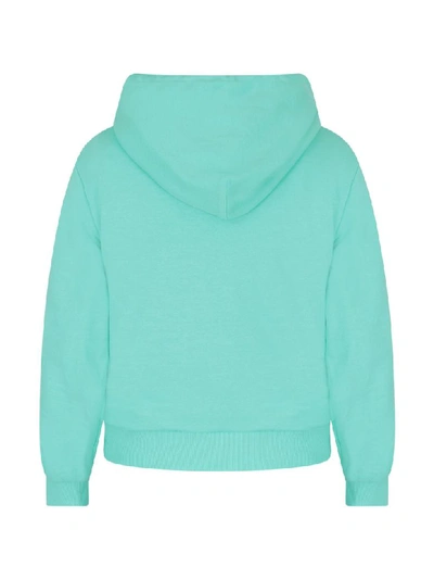 Shop Natasha Zinko Teal Sweatshirt For Girl With Noen Yellow Logo In Green