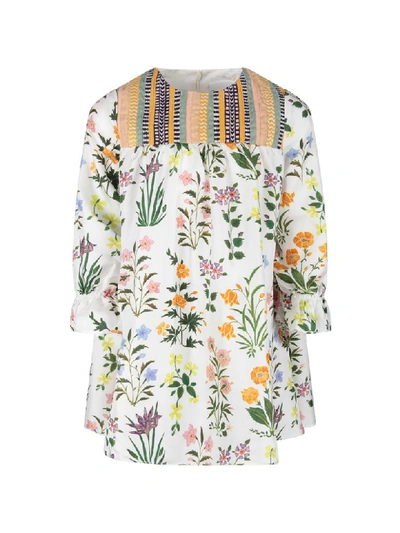 Shop Oscar De La Renta White Dress For Girl With Colorful Flowers And Details