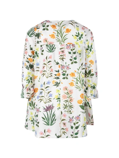 Shop Oscar De La Renta White Dress For Girl With Colorful Flowers And Details