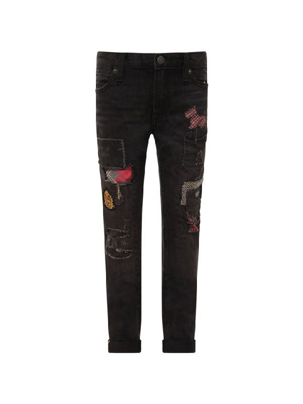 black jeans with patches