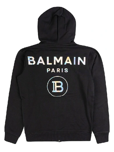 Shop Balmain Logo Zip Jacket In Black