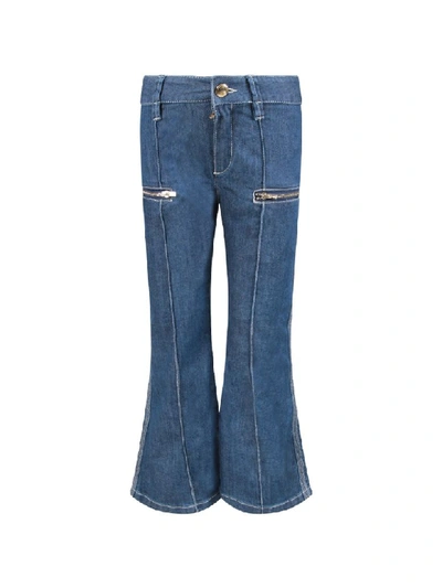 Shop Chloé Blue Denim Flared Jeans For Girl