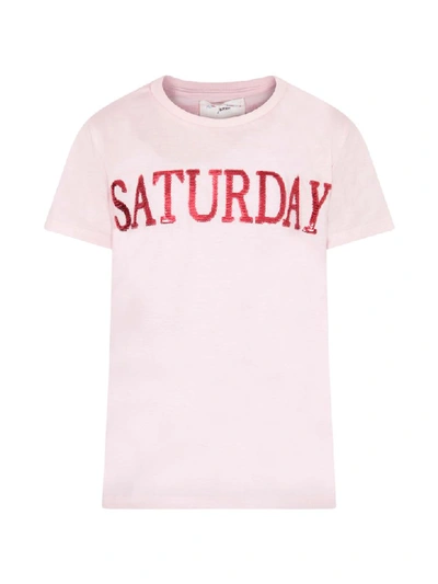 Shop Alberta Ferretti Pink Girl T-shirt With Red Writing