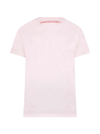 Shop Alberta Ferretti Pink Girl T-shirt With Red Writing