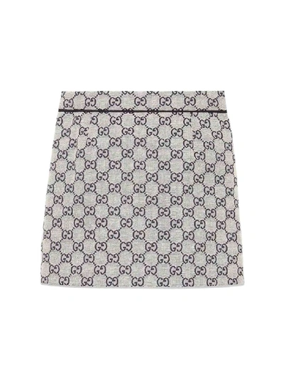Shop Gucci Skirt With Print Gg In Grigia