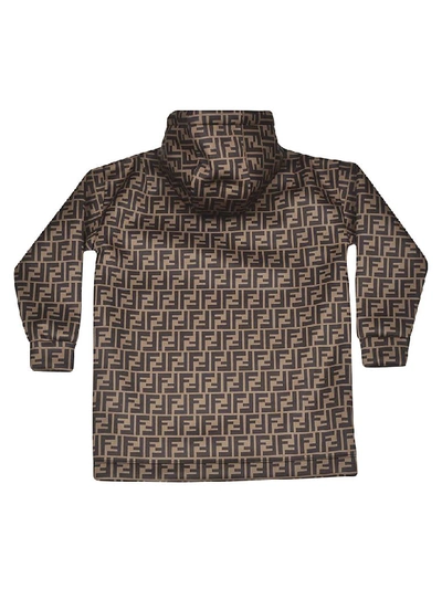 Shop Fendi Logo Hoodie In Brown