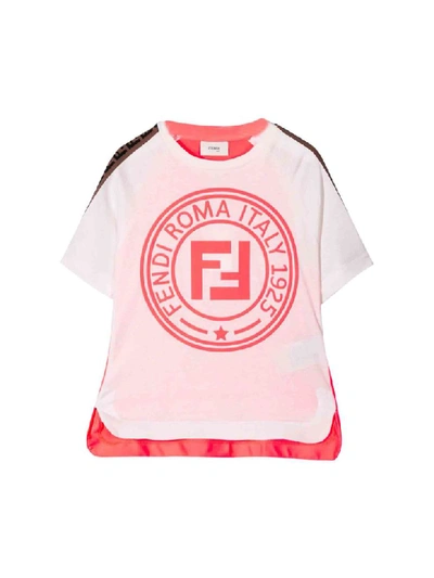 Shop Fendi T-shirt With Logo Ff In Latte