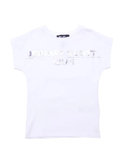 Shop Jeremy Scott T-shirt Bianca In Jersey Di Cotone In Bianco