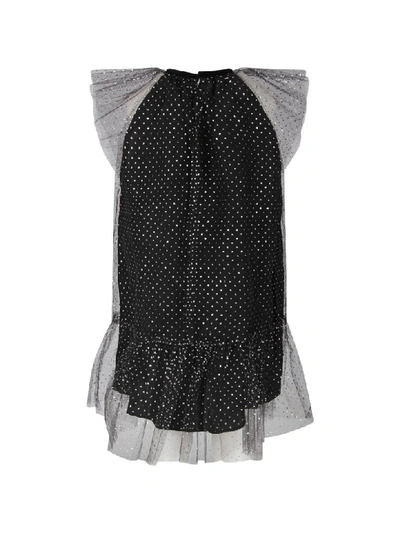 Shop Oscar De La Renta Black Dress For Girl With Silver Polka-dots