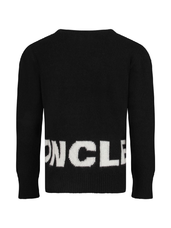 Moncler Black Sweater For Kids With White Logo | ModeSens