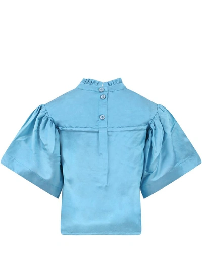 Shop Raspberry Plum Light Bluehannah Blouse For Girl With Colorful Patches
