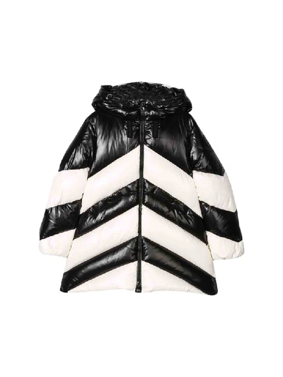 Shop Moncler Long Down Jacket With Hood In Nero