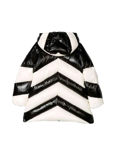 Shop Moncler White And Black Down Jacket In Bianco/nero