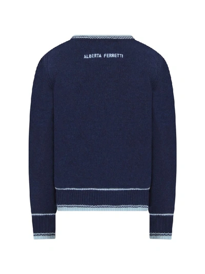Shop Alberta Ferretti Blue Sweater For Girl With Light Blue Writing