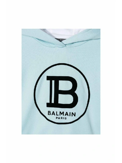 Shop Balmain Cotton Hoodie In Azzurra