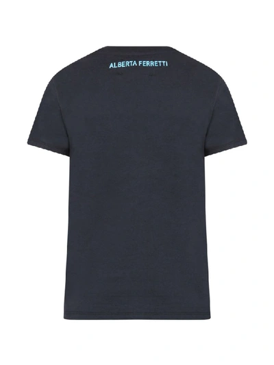 Shop Alberta Ferretti Blue Girl T-shirt With Light Blue Writing