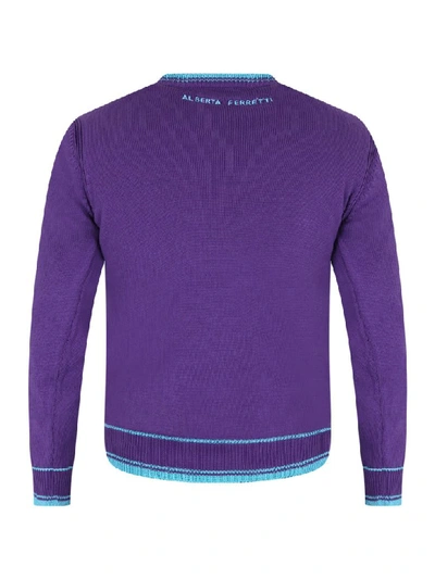 Shop Alberta Ferretti Purple Sweater For Girl With Light Blue Writing In Violet