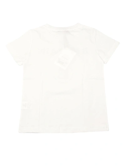 Shop Balmain Logo Print Short Sleeve T-shirt In White/gold