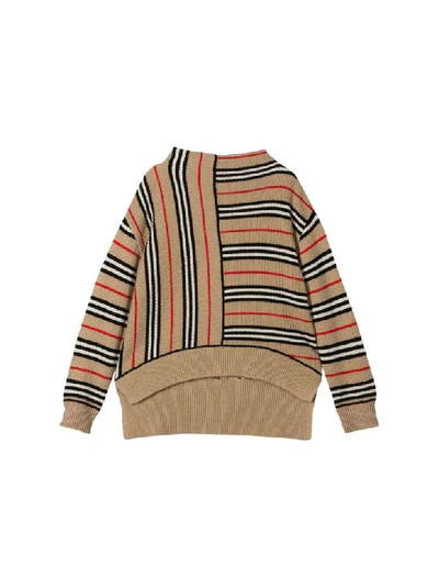 Shop Burberry Striped Sweater In Beige