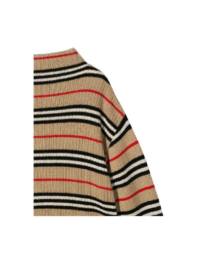 Shop Burberry Striped Sweater In Beige