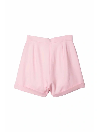 Shop Balmain Virgin Wool Shorts In Rosa